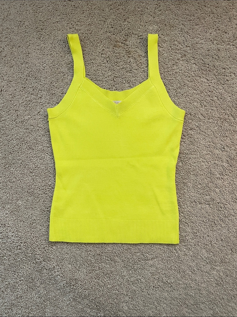 Skies Are Blue Neon Yellow Ribbed V-Neck Tank
